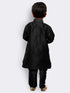 VASTRAMAY Boys' Black Cotton Silk Kurta and Pyjama Set